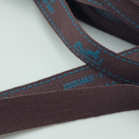 HERMÈS Eau de Narcisse Bleu Ribbon Five (5) Yards Continuous ½″ Brown/Blue - Picture 4 of 4